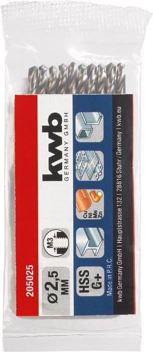 Produktbild kwb 205025 HSS Spiralbohrer 1 Stück 2.5 mm Gesamtlänge 57 mm DIN 338 Zylindersc (2.5 mm)
