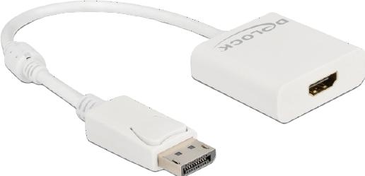 Productafbeelding Delock Adapter DisplayPort 1.2 mannelijk naar HDMI vrouwelijk 4K Actief wit (HDMI, 20 cm)