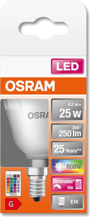 Image du produit Osram Lampes Led Retrofit Rgbw avec télécommande (E14, 25 W, 250 lm, 1 x, G)