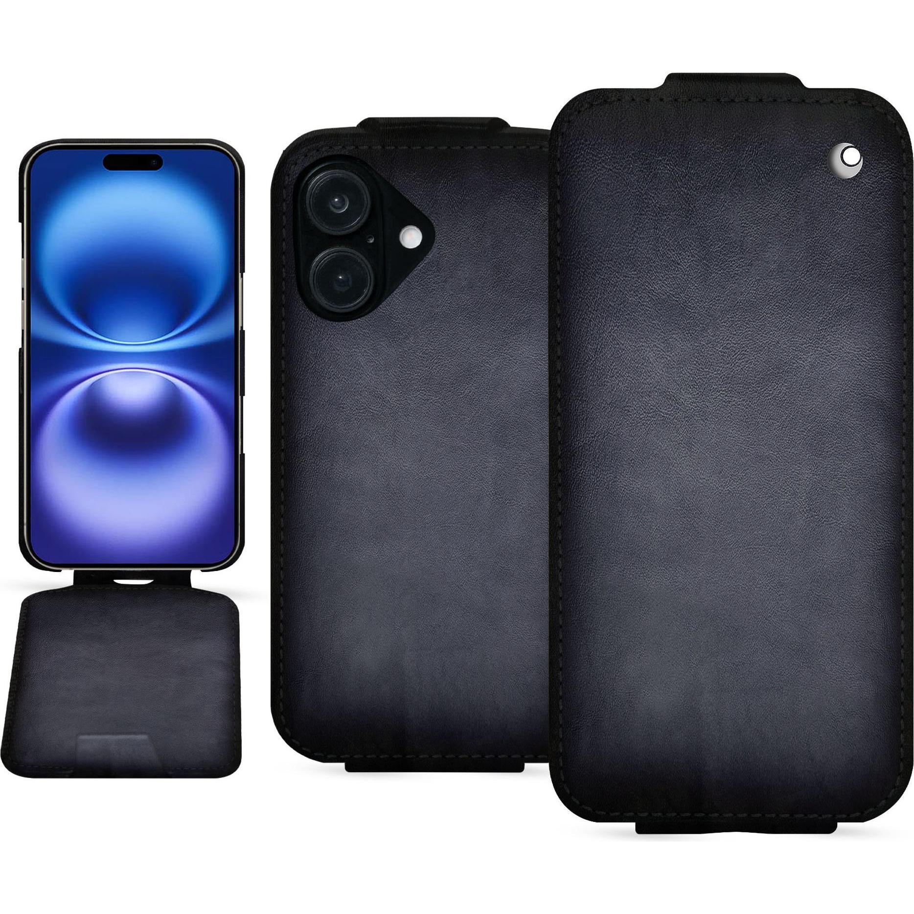 Noreve Lederschutzhülle vertikal (Apple iPhone 16), Smartphone Hülle, Grau