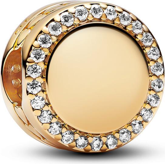 Image du produit Pandora Moments Bouton gravé Charm (Plaqué or, Argent massif)