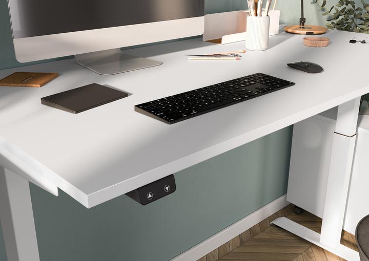 Produktbild Germania DOWNEY höhenverstellbarer Schreibtisch weiss rechteckig, C-Fuss-Gestell weiss 160,0 x 80,0 cm