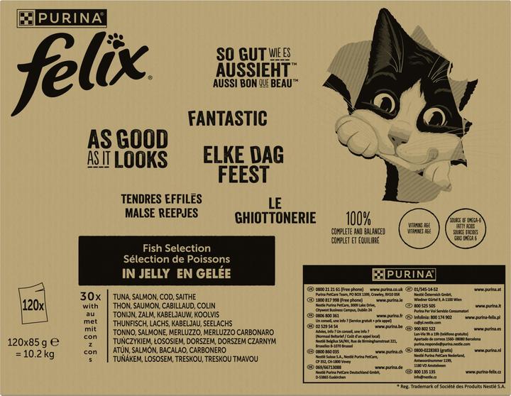 Image du produit Felix Poisson (thon, saumon, cabillaud, colin) (Adulte, 10200 g)