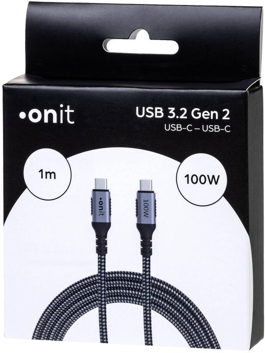 Produktbild Onit USB 3.1-Kabel USB C - USB C 1 m, Grau/Schwarz (1 m, USB 3.1, 100 W)