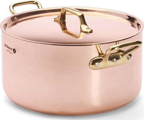 Produktbild de Buyer Inocuivre Bratentopf mit Deckel (Bräter + Schmortopf, Edelstahl, Kupfer, 24 x 11.50 cm)