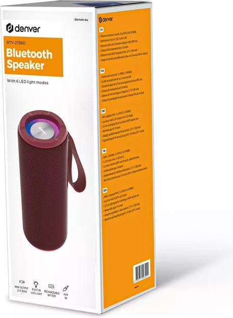 Actual product image Denver Portable speaker BTV-213BD, red (3 h, USB power delivery)