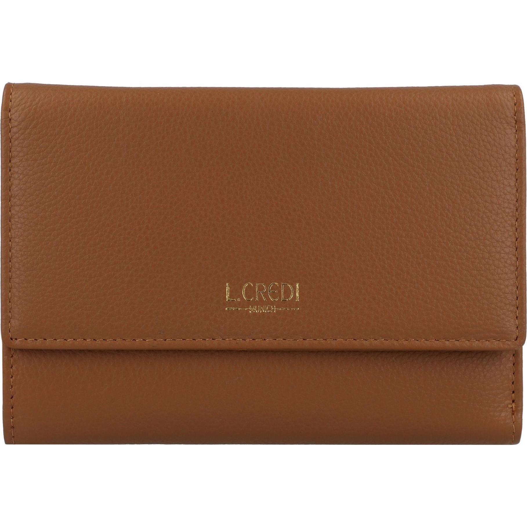 L.Credi, Damen, Portemonnaie, Evelyn Geldbörse RFID Leder 14,5 cm, Braun