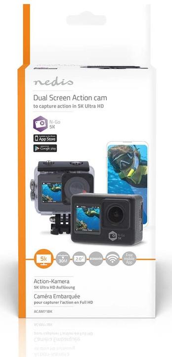 Produktbild Nedis Action Cam | Dualer Bildschirm | 5K@30fps | 16 MPixel | Wasserdicht bis: 30.00 m | 80 min | Wi (30p)