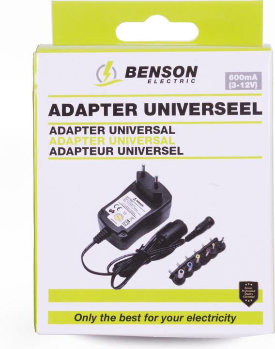 Image du produit Benson Electric Adaptateur secteur universel 600mA, type AC/DC, 6 connecteurs interchangeables