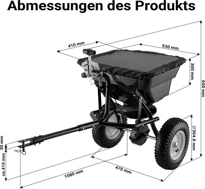 Immagine prodotto Wiltec Spandiconcime GT1507 con capacità di 29 litri e gancio per fertilizzanti, sementi, sale stradale e