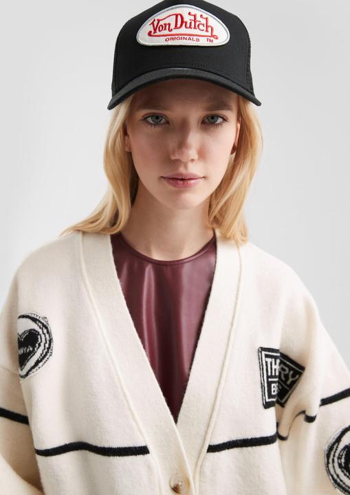 Produktbild s.Oliver Strickjacke Lässige Oversize-Strickjacke mit Patches (L)