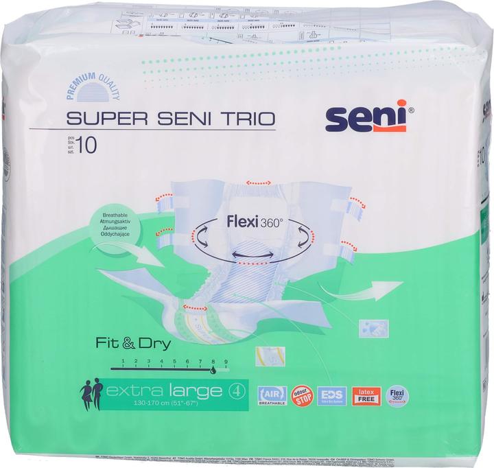 Produktbild Seni Trio Windelhosen atmungsaktiv Hüftumfang 130-170cm 8 Tropfen (10 x, Large plus)