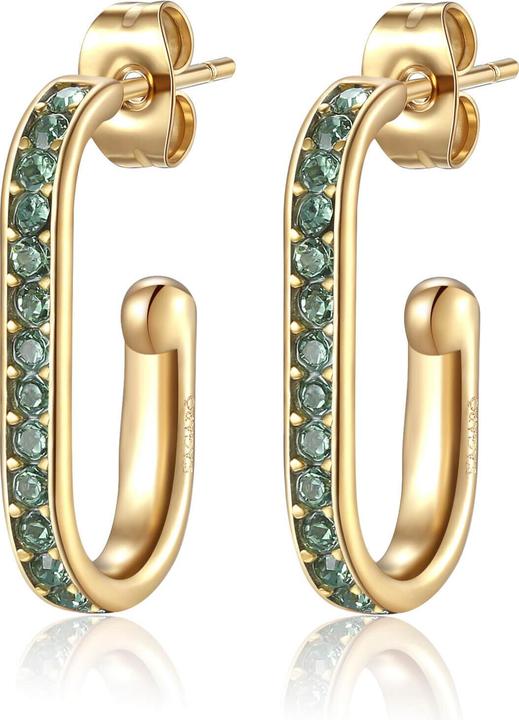 Image du produit Sagapo S'AgapÃµ - Boucles d'oreilles ovales plaquées or avec cristaux SVB23 verts