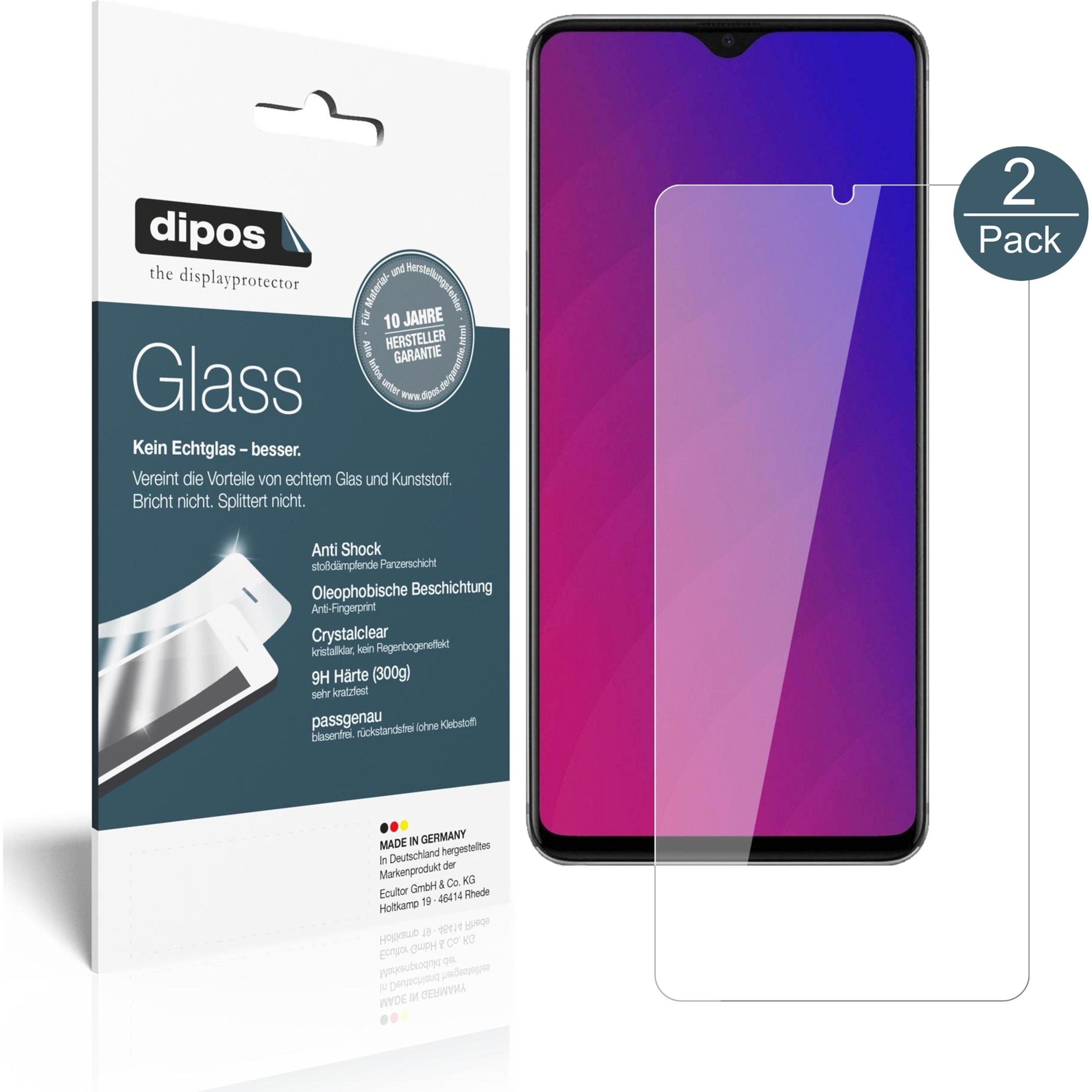 Dipos Displayschutz Anti-Shock (2 Stück, Oppo F9), Smartphone Schutzfolie, Transparent