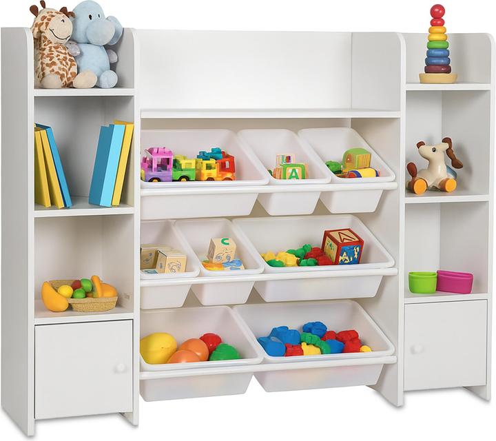 Relaxdays Kinderregal MDF mit 8 Boxen Weiss