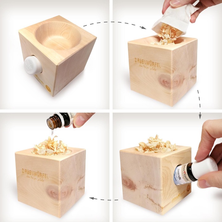 Actual product image ZirbenFamilie Swiss Pine Cube Set incl. 10ml Swiss Pine Oil