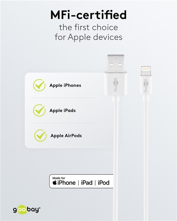 Produktbild Goobay Lightning USB Lade- und Synchronisationskabel (3 m, USB 2.0)