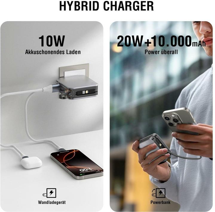 Actual product image 4smarts 3in1 Hybrid Charger Lucid (10000 mAh, 20 W, 37 Wh)