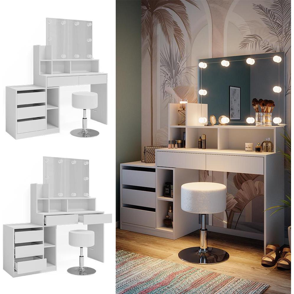 Thumbnail - Vicco, Schminktisch, Anja mit Hocker und Beleuchtung (140 x 40 x 115 cm)