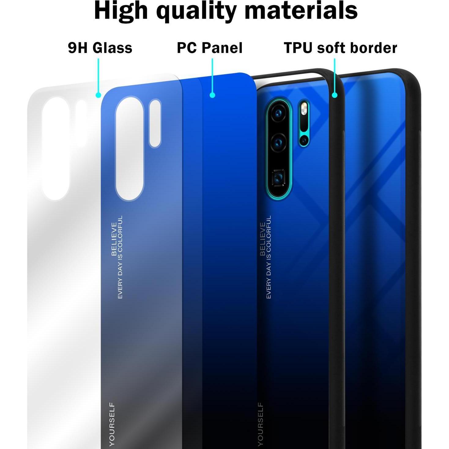 Thumbnail - Cadorabo TPU 2 Farben Glas Cover (Huawei P30 Pro), Smartphone Hülle, Schwarz