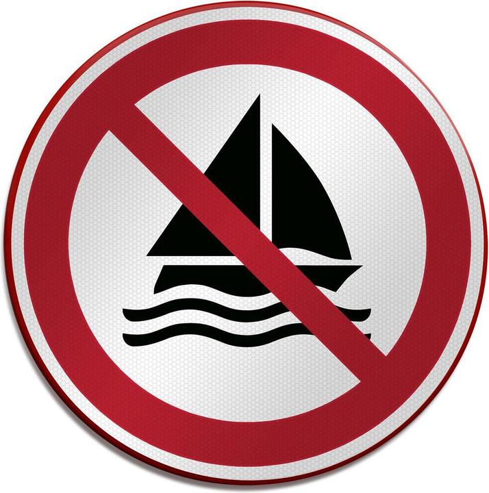 Actual product image Brady P/P053/NT/RFLBD-DIA400-1, ISO safety sign - Sailing prohibited, aluminium laminated with r