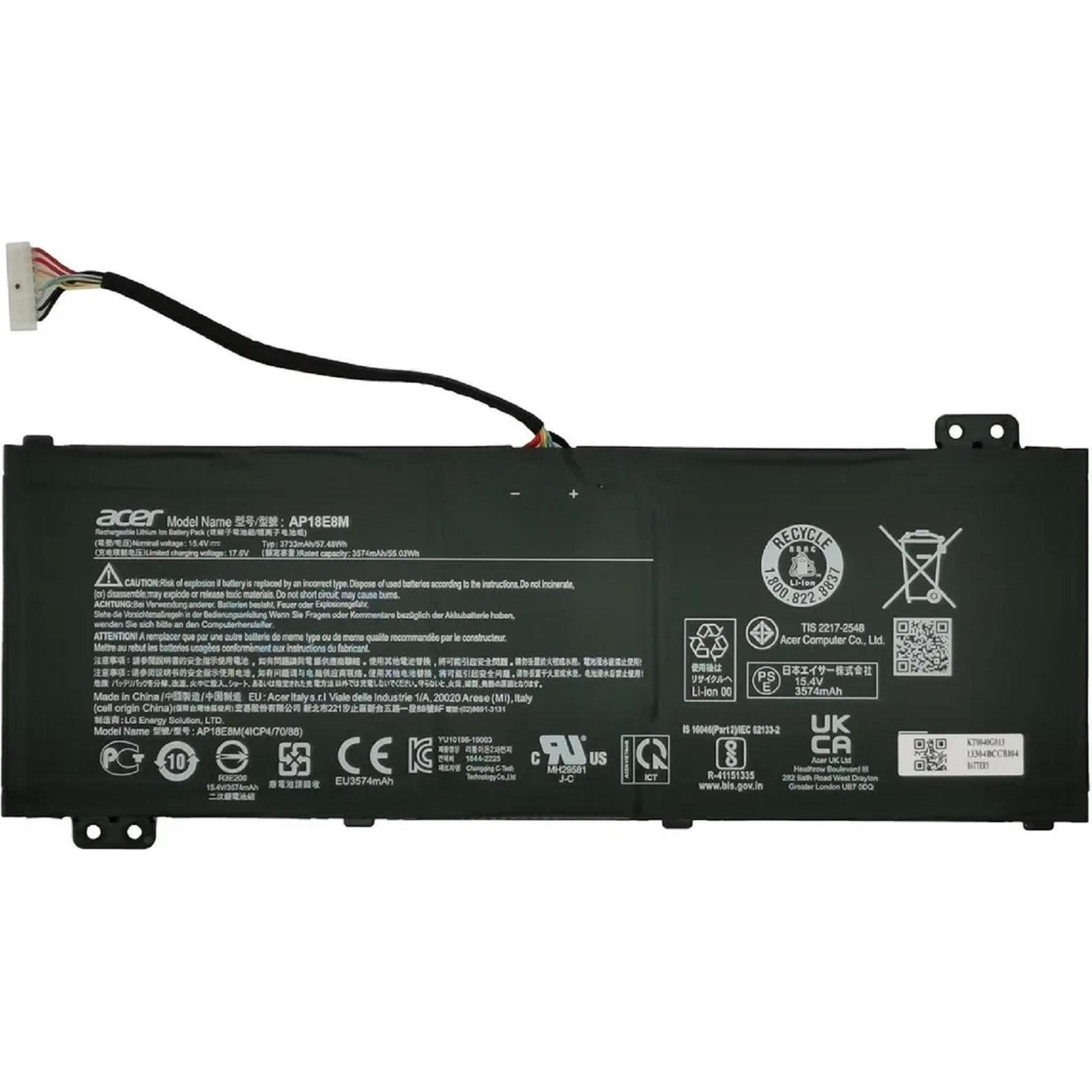 Acer Original Akku für Aspire Nitro 5 AN515-54-57LV (3733 mAh), Notebook Akku, Schwarz