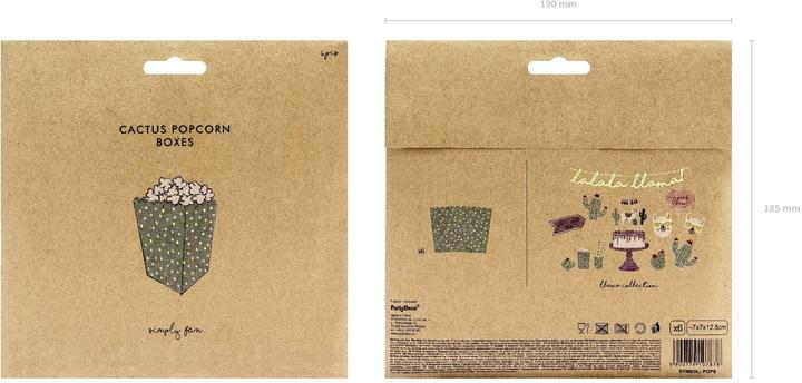 Actual product image Partydeco Popcorn box - Mint with dots (6 pieces) (6 x)