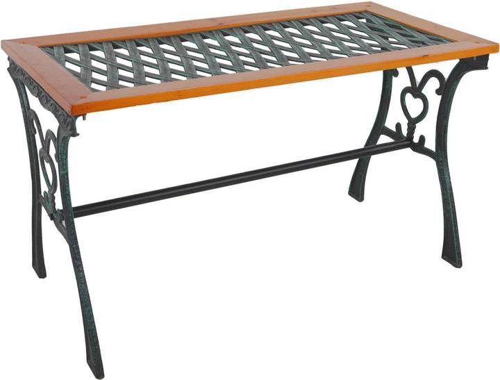 Produktbild Mojawo Gusseisen Gartentisch Outdoortisch Holz Glasplatte Natur 98x46xH56cm (46 x 98 x 56 cm)