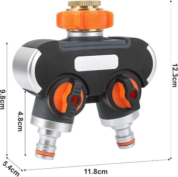 Produktbild Hermex Garten 2-Wege-Wasserverteiler Wasserhahnadapter Wasserhahn-Splitter (2 Wege Verteiler, 101.60 mm)