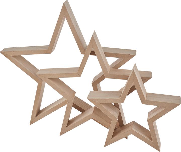 Immagine prodotto VBS Stelle in legno "Frame", set di 3, impiallacciatura in legno MDF