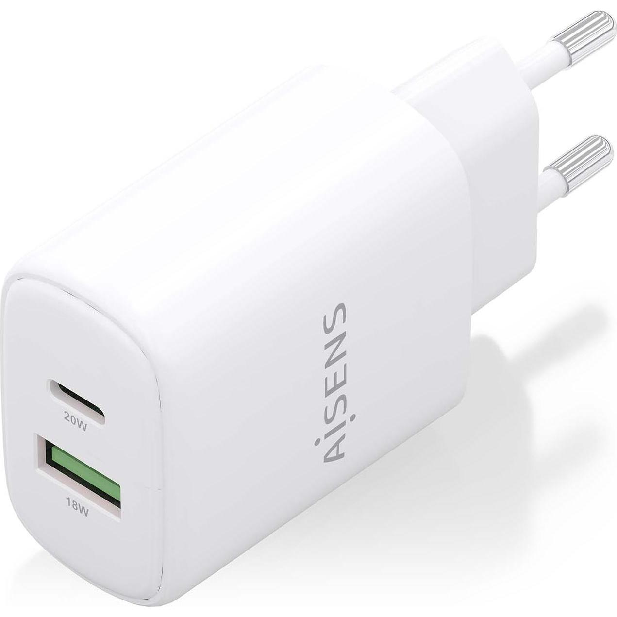 Aisens A110-0909 (20 W, 2 Porte), Caricatore Usb, Bianco