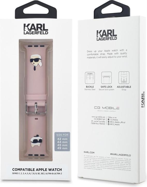 Produktbild Karl Lagerfeld Pasek KLAWLSLKCNP Apple Watch 42/44/45/49mm różowy/pink strap 3D Rubber Karl&Choupett (Kunststoff, Silikon)