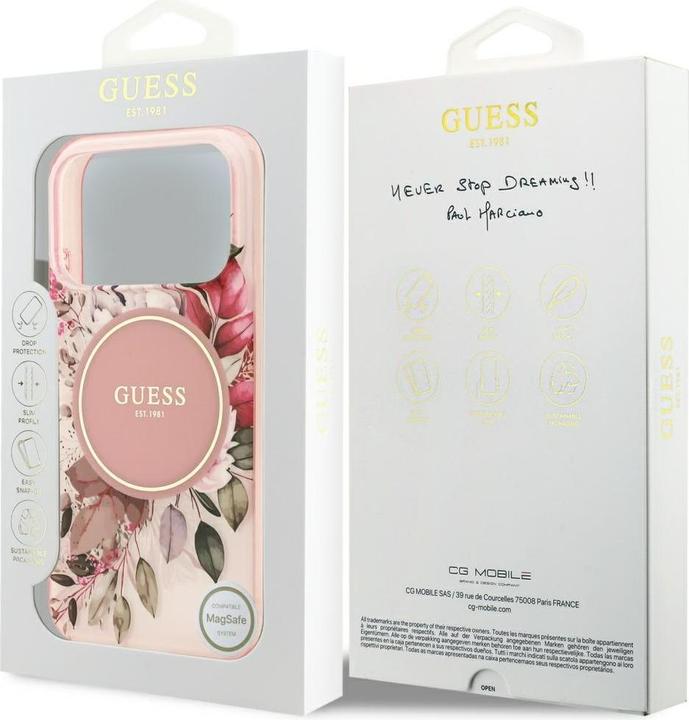 Actual product image Guess - IML Flower & Tonal Circle MagSafe (GUHMP17LHFWBDCEP) - iPhone 17 Pro - Pink (Apple iPhone 17 Pro)