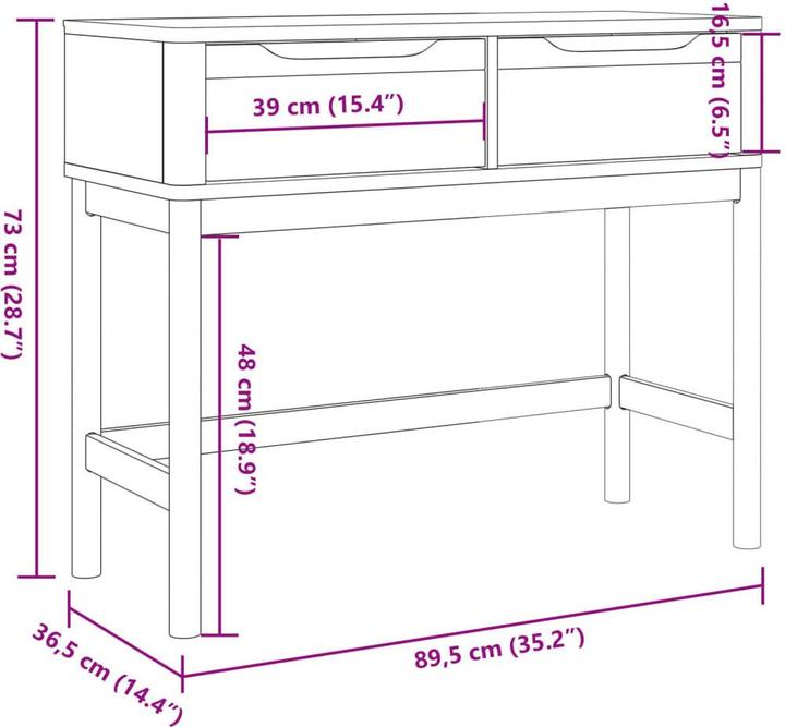 Image du produit vidaXL Konsolentisch (89.50 x 36.50 x 73 cm)