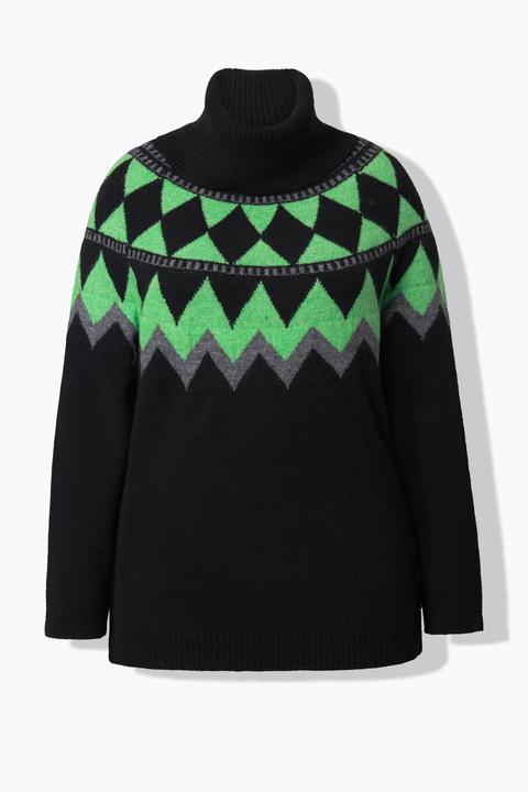 Produktbild Ulla Popken Pullover, Norwegermuster, Rollkragen, Langarm (58)