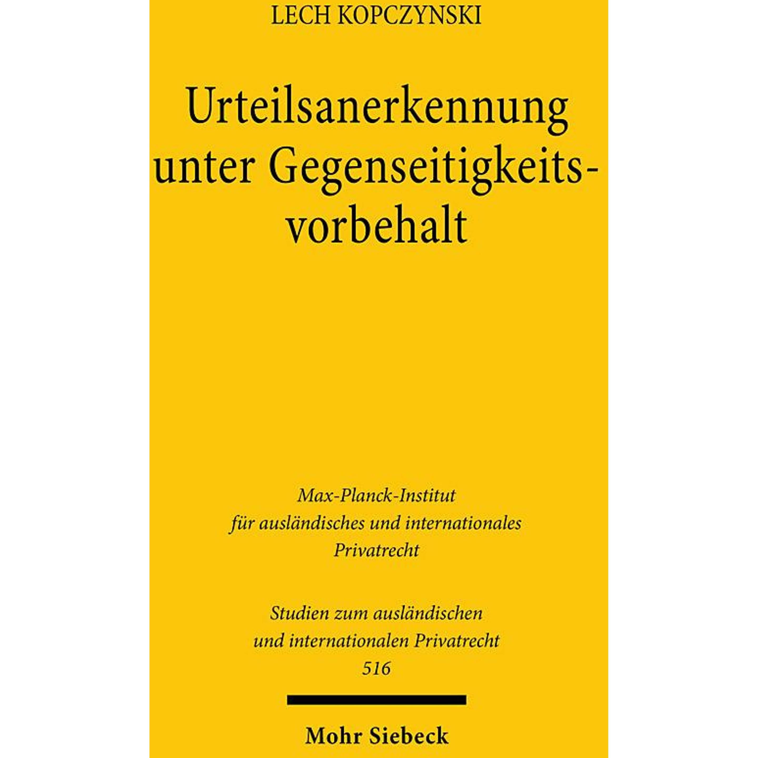 Urteilsanerkennung unter Gegenseitigkeitsvorbehalt, Fachbücher von Lech Kopczynski