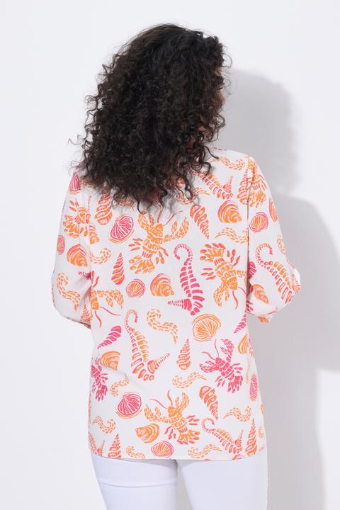 Immagine prodotto Ulla Popken Camicia in misto lino con colletto da camicia e maniche a 3/4 (48)