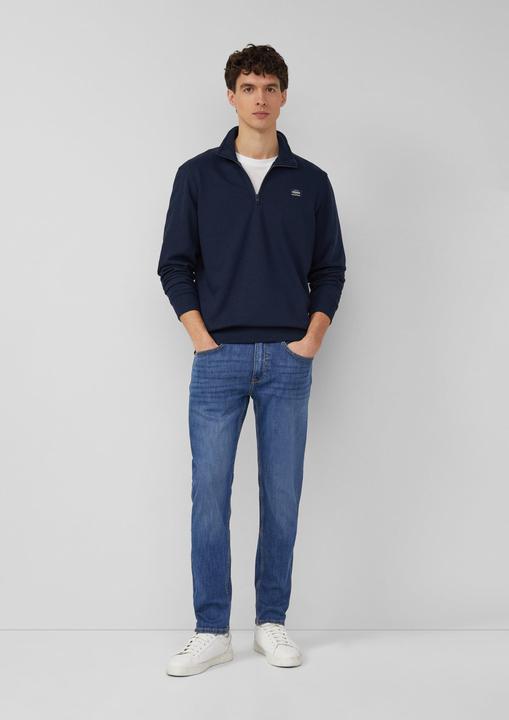 Produktbild s.Oliver Sweatshirt Sweatshirt mit Troyer-Kragen und Logo-Patch (M)