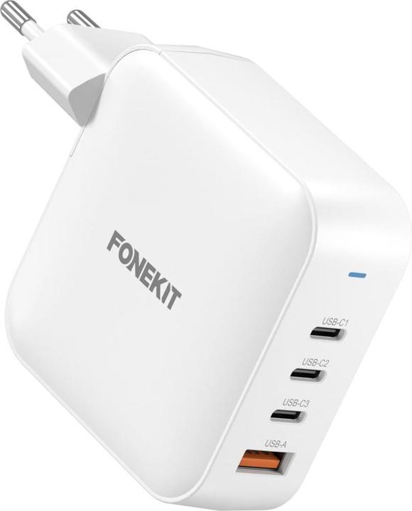 Image du produit FoneKit GaN PD 165W Power Adapter, USB-A + 3 x USB-C, white (165 W, 4 ports)
