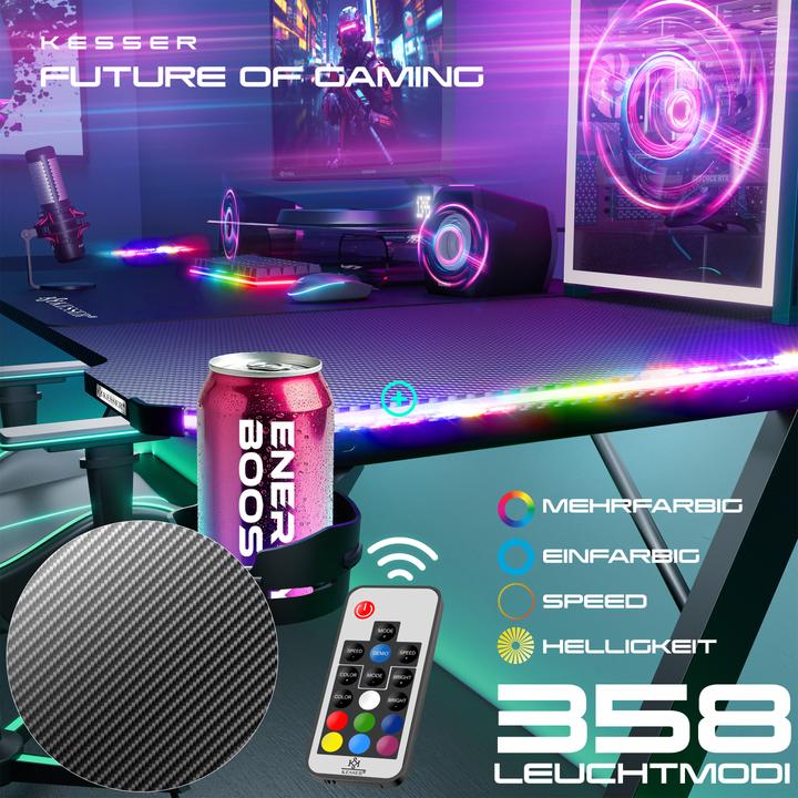 Produktbild Kesser Gaming Schreibtisch mit Getränkehalter Ergonomischer Gamer Tisch