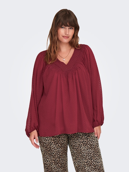 Produktbild Only Normal geschnitten V-Ausschnitt Elastische Bündchen Ballonärmel Top Top (46)