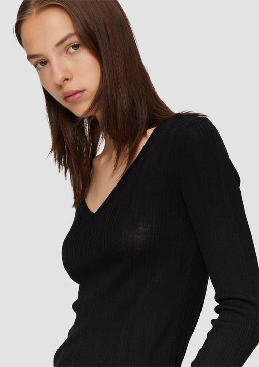 Produktbild s.Oliver Strickpullover Gerippter Feinstrickpullover aus Viskosemix (M)