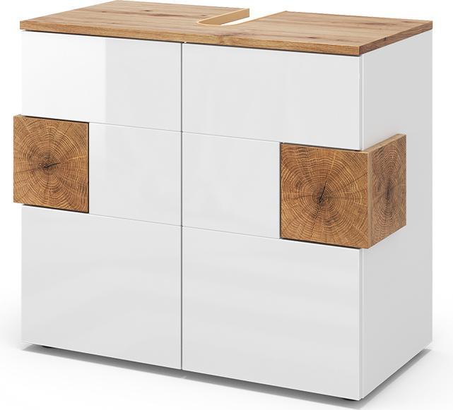 Artisan-Eiche, Weiss, Weiss Hochglanz