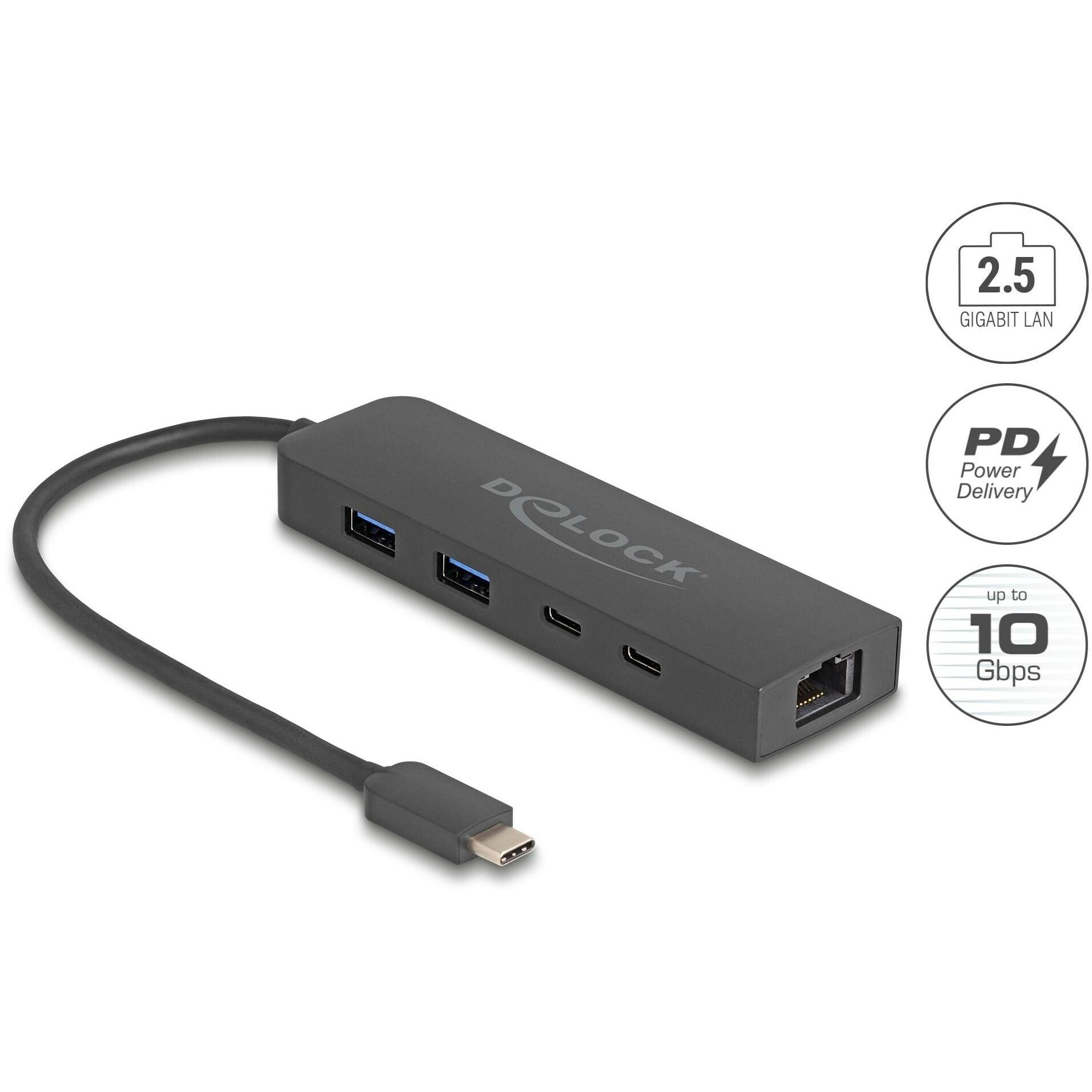 Thumbnail - Delock 64110 (USB-C, 5 Ports), Dockingstation + USB Hub, Schwarz