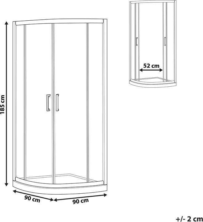 Produktbild Beliani Duschabtrennung aus Temperglas 90 x 90 x 185 cm silber JUKATAN (90 cm, 90 cm, 185 cm)