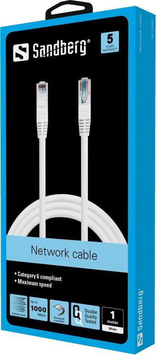 Image du produit Sandberg Câble réseau UTP Cat6 1 m (U/UTP, CAT6, 1 m)