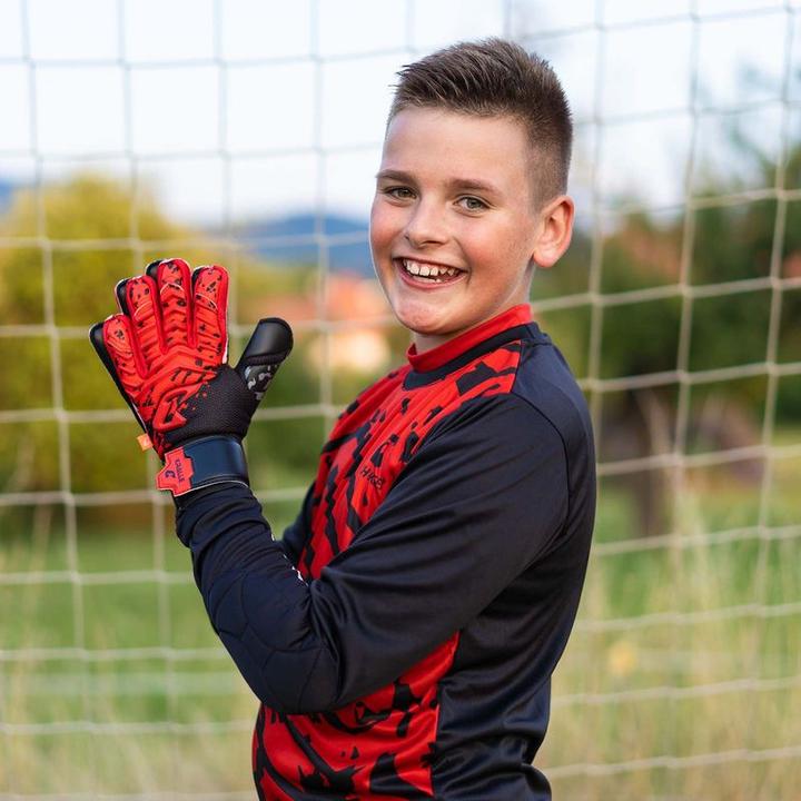 Produktbild Catch & Keep Fussballhandschuhe Kralle Splash Gr. 4 Rot Torwart Keeper Goalie Handschuhe (4)