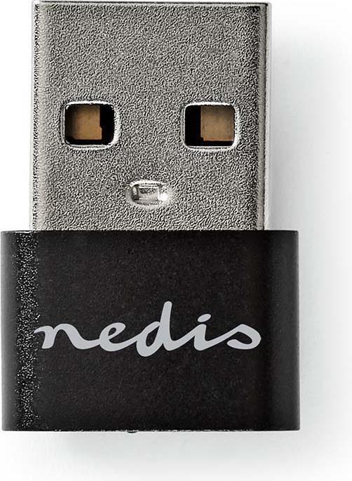 Actual product image Nedis USB-A adapter | USB 2.0 | USB-A male | USB-C™ female | 480 Mbps | Round | Nickel-plated | Weak (USB-A, 2.10 cm)