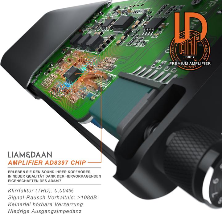 Produktbild Liam & Daan AMP Mobiler Kopfhörerverstärker (Bass Boost, Gain-Schalter)