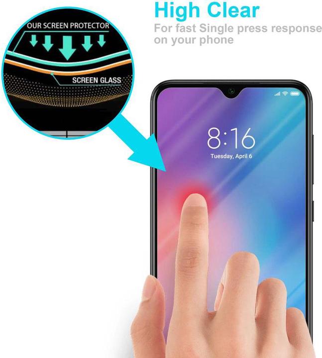 Actual product image Cadorabo Display protection glass for Xiaomi Mi 9 SE (1 pcs., Mi 9 SE)